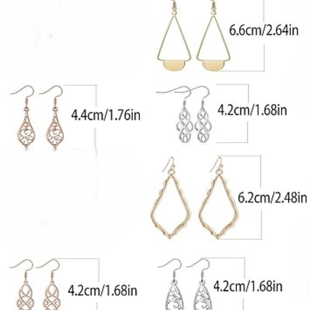 NEW Rosegold/Gold/Silver Tone Fashion Earrings Bundle 17 PAIRS INCLUDED - Picture 7 of 13